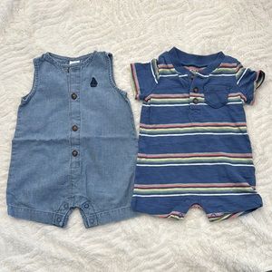 Carters 3m Blue Denim and Striped Baby Rompers